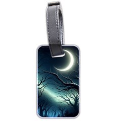 Moon Moonlit Forest Fantasy Midnight Luggage Tag (two Sides) by Cemarart