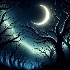 Moon Moonlit Forest Fantasy Midnight Play Mat (square) by Cemarart