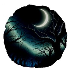 Moon Moonlit Forest Fantasy Midnight Large 18  Premium Flano Round Cushions