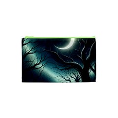 Moon Moonlit Forest Fantasy Midnight Cosmetic Bag (xs) by Cemarart