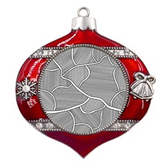 Authentic Aboriginal Art - Farm-lands3 Metal Snowflake And Bell Red Ornament