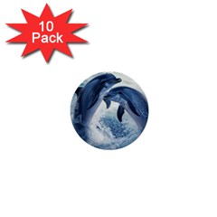 Dolphins Sea Ocean Water 1  Mini Buttons (10 Pack)  by Cemarart