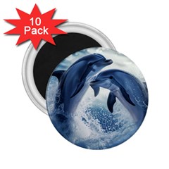 Dolphins Sea Ocean Water 2 25  Magnets (10 Pack)  by Cemarart