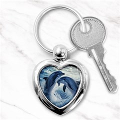 Dolphins Sea Ocean Water Key Chain (heart) by Cemarart