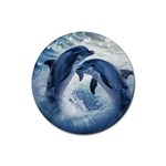 Dolphins Sea Ocean Water Rubber Round Coaster (4 pack) Front