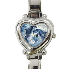 Dolphins Sea Ocean Water Heart Italian Charm Watch by Cemarart