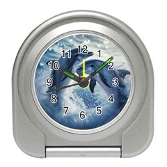 Dolphins Sea Ocean Water Travel Alarm Clock by Cemarart