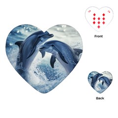 Dolphins Sea Ocean Water Playing Cards Single Design (heart) by Cemarart