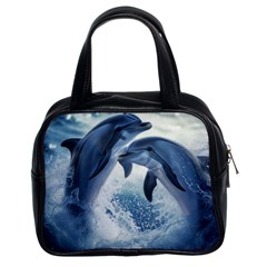 Dolphins Sea Ocean Water Classic Handbag (two Sides) by Cemarart