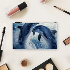 Dolphins Sea Ocean Water Cosmetic Bag (small) by Cemarart