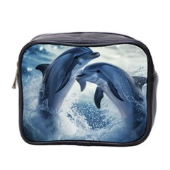 Dolphins Sea Ocean Water Mini Toiletries Bag (two Sides) by Cemarart