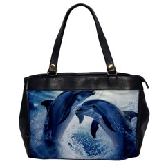 Dolphins Sea Ocean Water Oversize Office Handbag by Cemarart