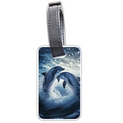 Dolphins Sea Ocean Water Luggage Tag (one Side) by Cemarart