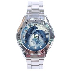 Dolphins Sea Ocean Water Stainless Steel Analogue Watch