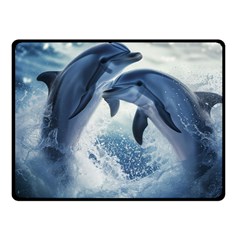 Dolphins Sea Ocean Water Two Sides Fleece Blanket (small) by Cemarart