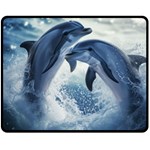 Dolphins Sea Ocean Water Two Sides Fleece Blanket (Medium) 58.8 x47.4  Blanket Front