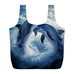 Dolphins Sea Ocean Water Full Print Recycle Bag (l) by Cemarart