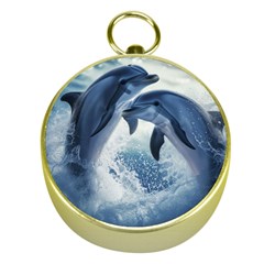 Dolphins Sea Ocean Water Gold Compasses by Cemarart