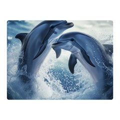 Dolphins Sea Ocean Water Two Sides Premium Plush Fleece Blanket (mini) by Cemarart