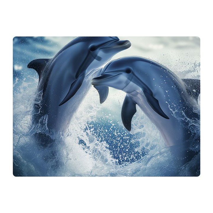 Dolphins Sea Ocean Water Two Sides Premium Plush Fleece Blanket (Mini)