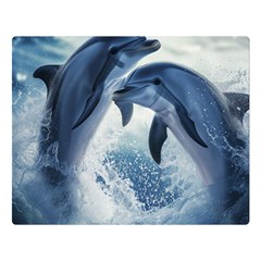 Dolphins Sea Ocean Water Two Sides Premium Plush Fleece Blanket (large) by Cemarart