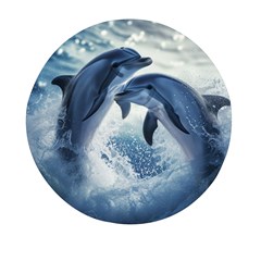 Dolphins Sea Ocean Water Mini Round Pill Box by Cemarart