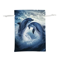 Dolphins Sea Ocean Water Lightweight Drawstring Pouch (l) by Cemarart