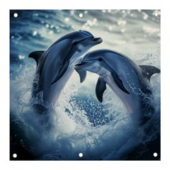 Dolphins Sea Ocean Water Banner And Sign 3  X 3  by Cemarart