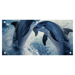 Dolphins Sea Ocean Water Banner And Sign 6  X 3  by Cemarart