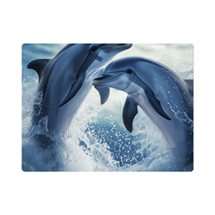 Dolphins Sea Ocean Water Premium Plush Fleece Blanket (mini) by Cemarart