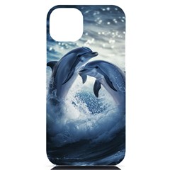 Dolphins Sea Ocean Water Iphone 14 Plus Black Uv Print Case by Cemarart