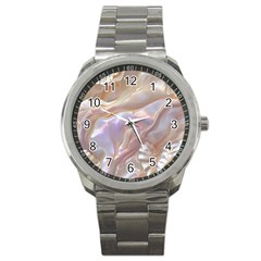 Silk Waves Abstract Sport Metal Watch by Cemarart