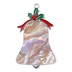 Silk Waves Abstract Metal Holly Leaf Bell Ornament by Cemarart