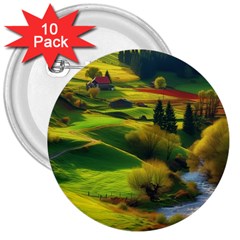 Countryside Landscape Nature 3  Buttons (10 Pack)  by Cemarart