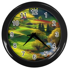 Countryside Landscape Nature Wall Clock (black) by Cemarart