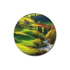 Countryside Landscape Nature Magnet 3  (round) by Cemarart