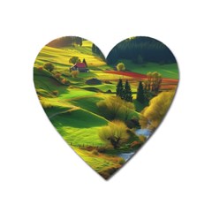 Countryside Landscape Nature Heart Magnet by Cemarart