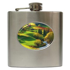 Countryside Landscape Nature Hip Flask (6 Oz) by Cemarart