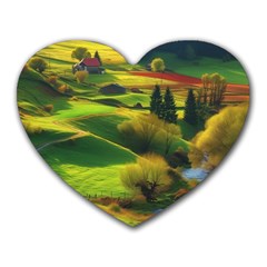 Countryside Landscape Nature Heart Mousepad by Cemarart