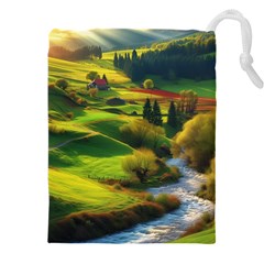 Countryside Landscape Nature Drawstring Pouch (5xl) by Cemarart