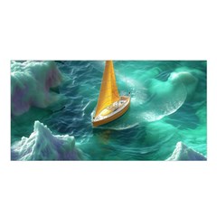 Seascape Boat Sailing Satin Shawl 45  X 80  by Cemarart