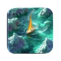 Seascape Boat Sailing Square Metal Box (black) by Cemarart