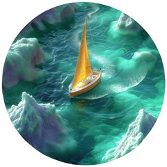 Seascape Boat Sailing Wooden Puzzle Round by Cemarart