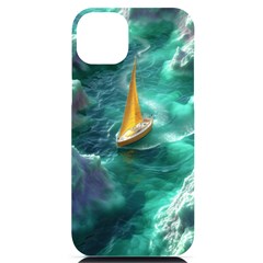 Seascape Boat Sailing Iphone 14 Plus Black Uv Print Case by Cemarart