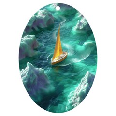 Seascape Boat Sailing Uv Print Acrylic Ornament Oval by Cemarart