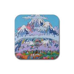 Art Psychedelic Mountain Rubber Coaster (square) by Cemarart