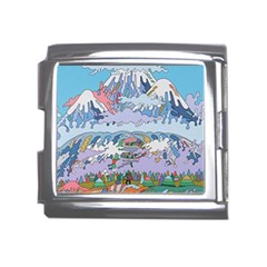 Art Psychedelic Mountain Mega Link Italian Charm (18mm) by Cemarart