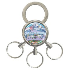 Art Psychedelic Mountain 3-ring Key Chain by Cemarart