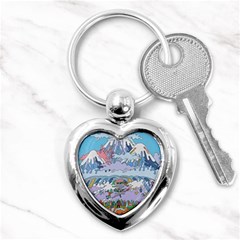 Art Psychedelic Mountain Key Chain (heart) by Cemarart