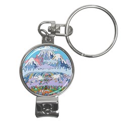 Art Psychedelic Mountain Nail Clippers Key Chain by Cemarart